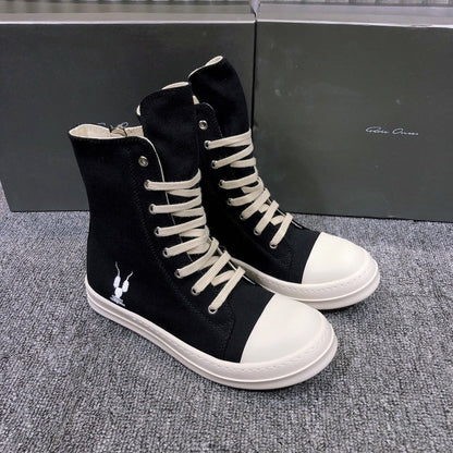 Baskets montantes en toile noire Rick Owens
