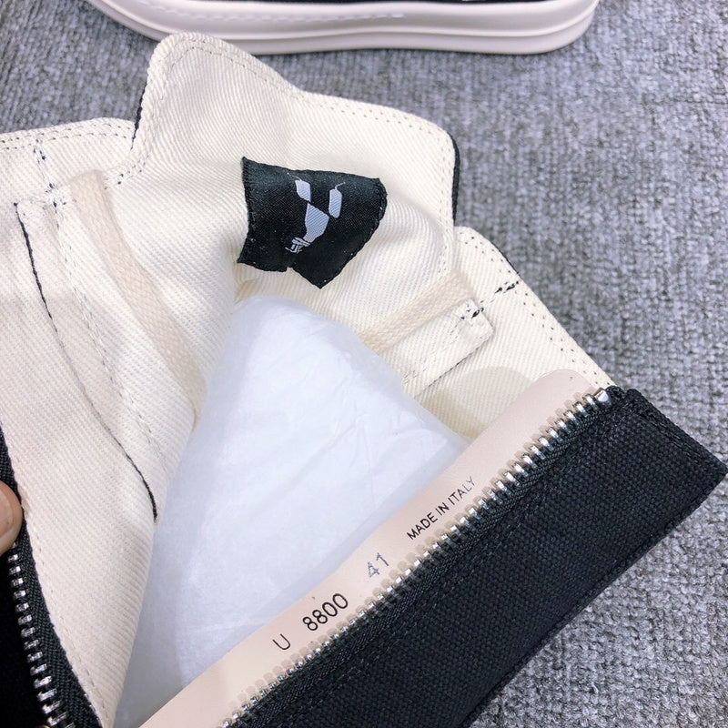 Baskets montantes en toile noire Rick Owens