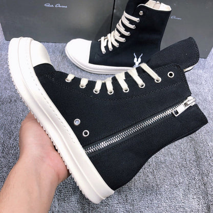 Baskets montantes en toile noire Rick Owens