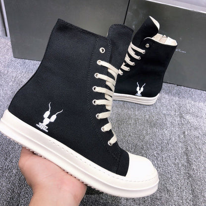 Baskets montantes en toile noire Rick Owens