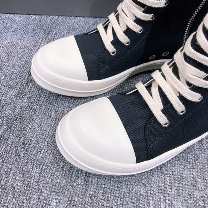 Baskets montantes en toile noire Rick Owens
