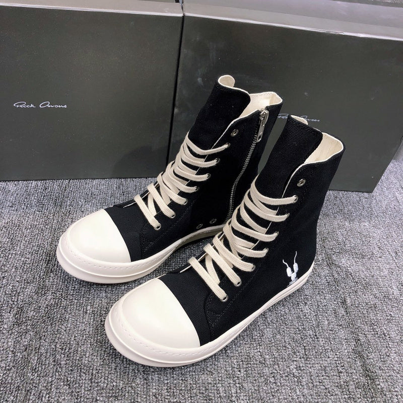 Baskets montantes en toile noire Rick Owens