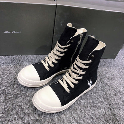 Baskets montantes en toile noire Rick Owens