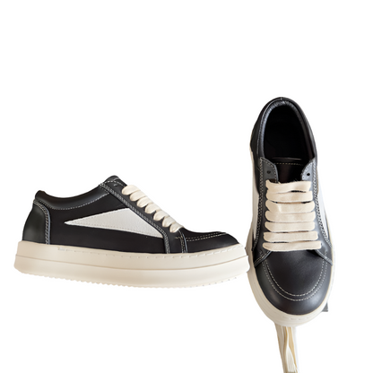 Baskets basses Rick Owens en cuir noir et daim