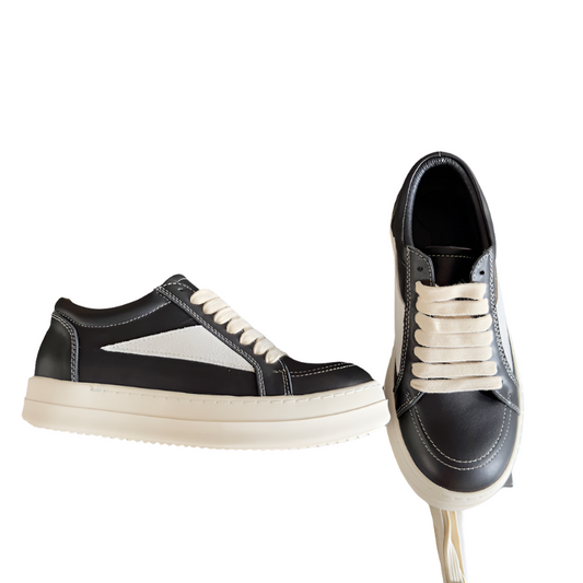 Baskets basses Rick Owens en cuir noir et daim