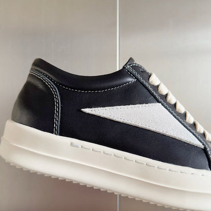 Baskets basses Rick Owens en cuir noir et daim