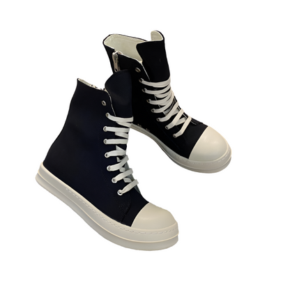 Baskets montantes en toile Rick Owens - Noir et blanc