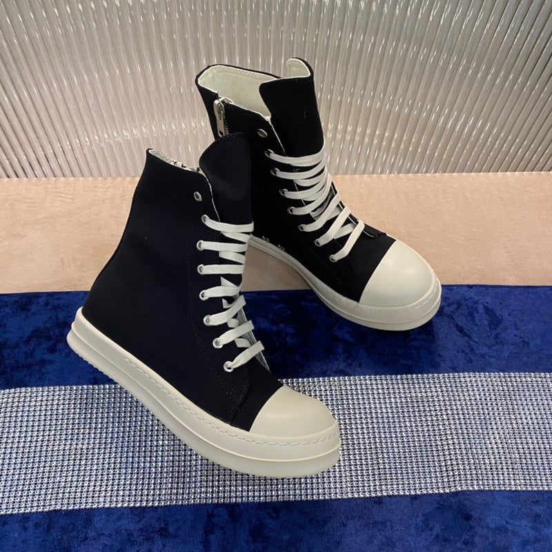 Baskets montantes en toile Rick Owens - Noir et blanc