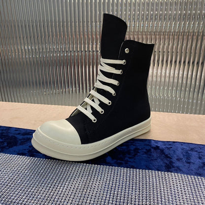 Baskets montantes en toile Rick Owens - Noir et blanc