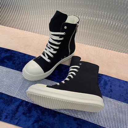 Baskets montantes en toile Rick Owens - Noir et blanc