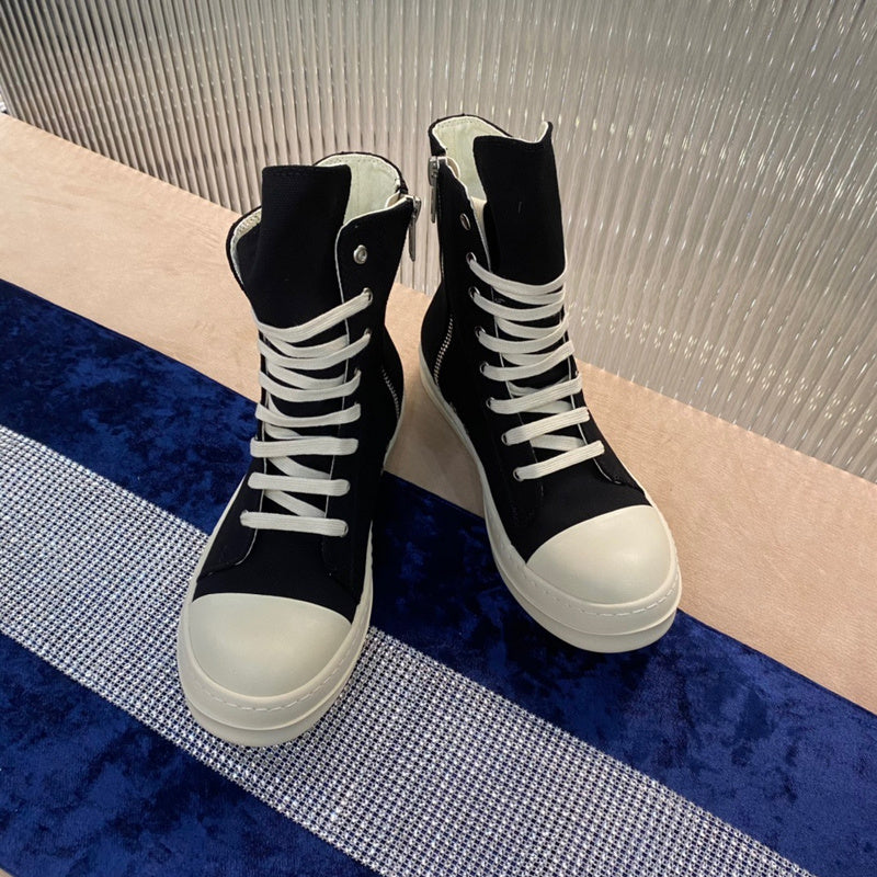 Baskets montantes en toile Rick Owens - Noir et blanc