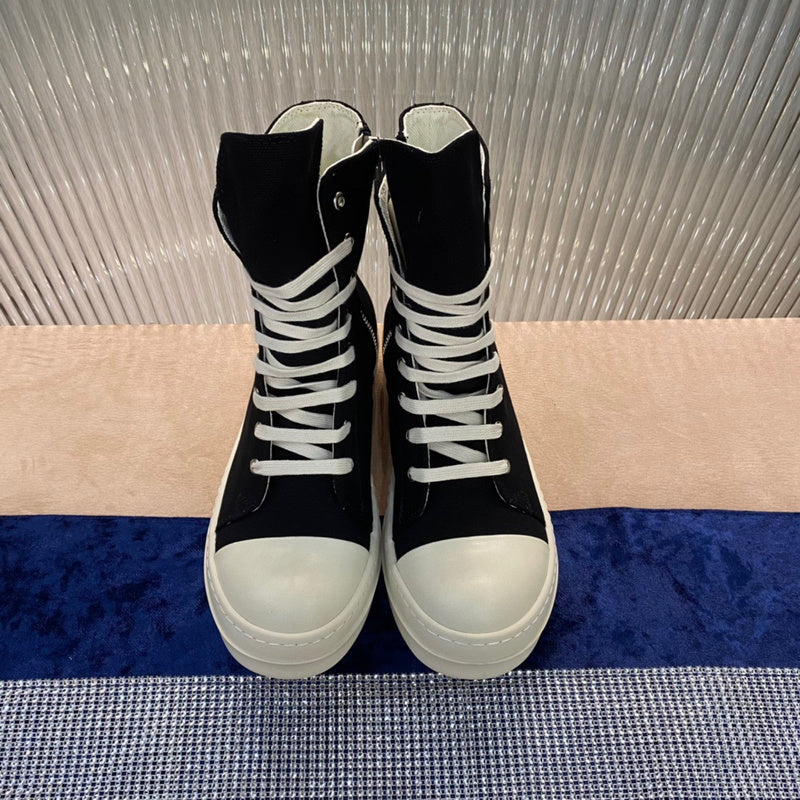 Baskets montantes en toile Rick Owens - Noir et blanc
