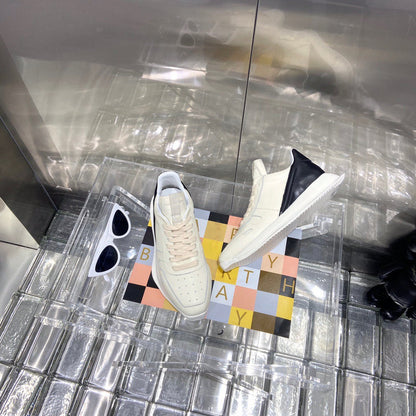 Baskets basses Rick Owens crème et noires