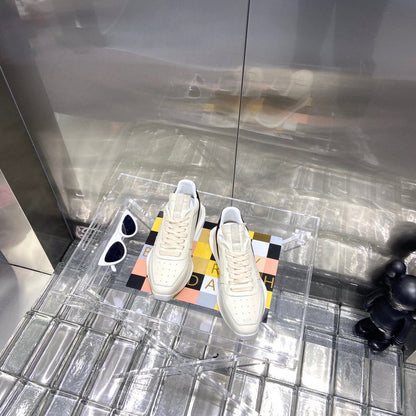 Baskets basses Rick Owens crème et noires