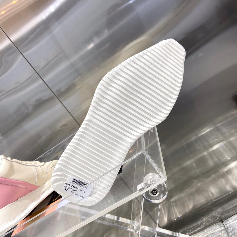 Baskets basses Rick Owens crème et rose