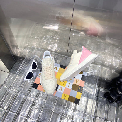 Baskets basses Rick Owens crème et rose