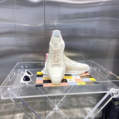 Baskets basses Rick Owens crème et rose