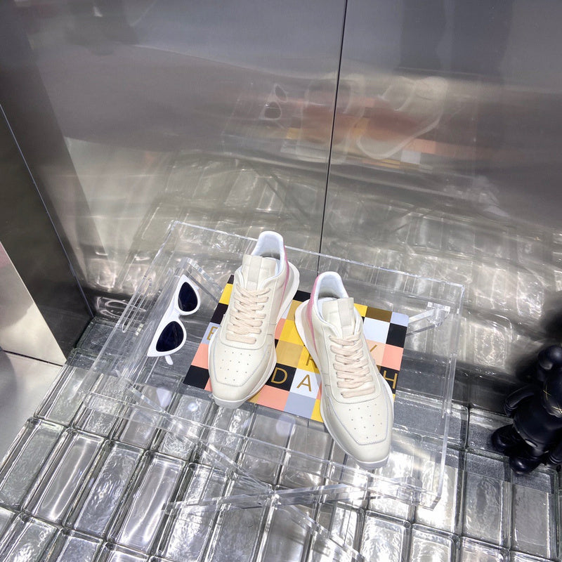 Baskets basses Rick Owens crème et rose