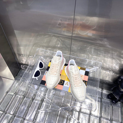 Baskets basses Rick Owens crème et rose