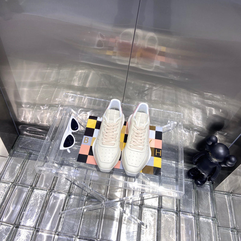 Baskets basses Rick Owens crème et rose