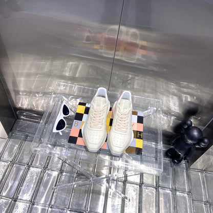 Baskets basses Rick Owens crème et rose