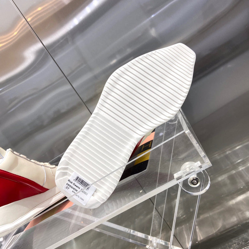 Baskets basses Rick Owens crème et rouge