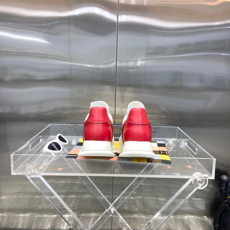 Baskets basses Rick Owens crème et rouge