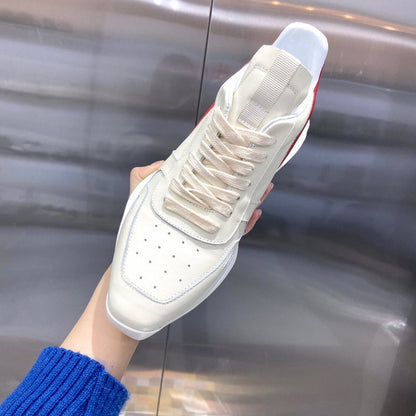 Baskets basses Rick Owens crème et rouge