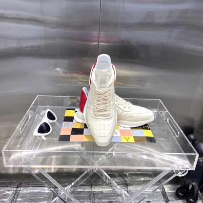 Baskets basses Rick Owens crème et rouge