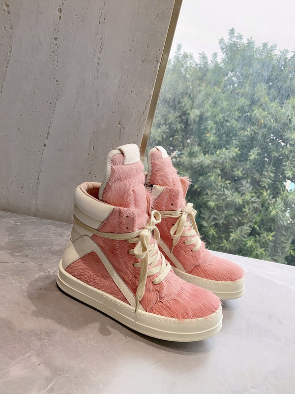 Baskets Rick Owens Geobasket - Poil de poney rose