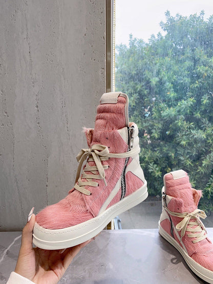 Baskets Rick Owens Geobasket - Poil de poney rose