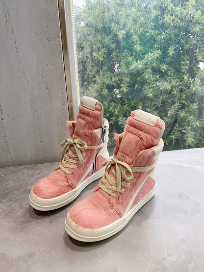 Baskets Rick Owens Geobasket - Poil de poney rose