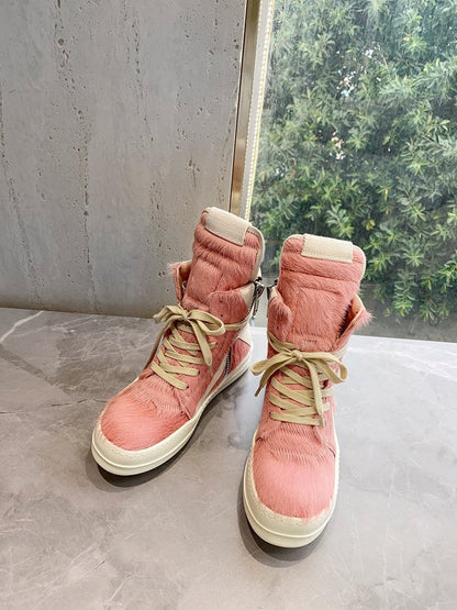 Baskets Rick Owens Geobasket - Poil de poney rose