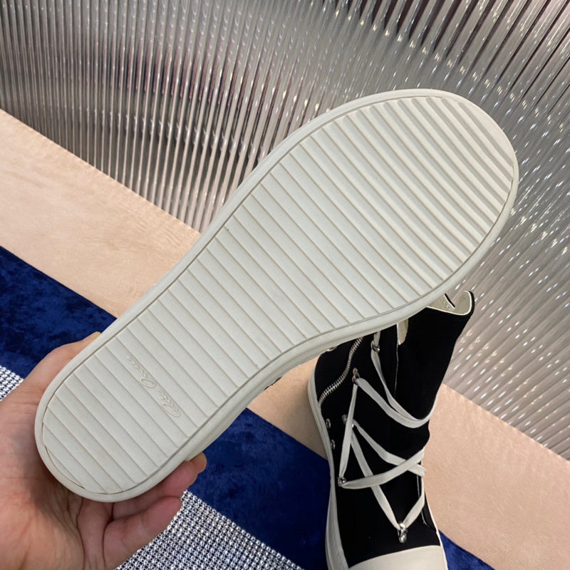 Bottes montantes en toile Rick Owens - Noires et blanches