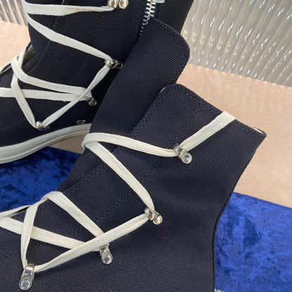 Bottes montantes en toile Rick Owens - Noires et blanches