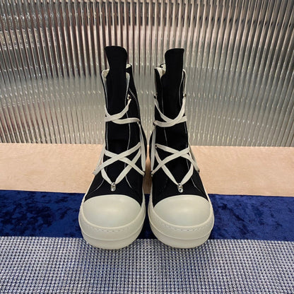 Bottes montantes en toile Rick Owens - Noires et blanches