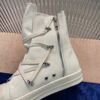 Bottes montantes en toile Rick Owens - Crème