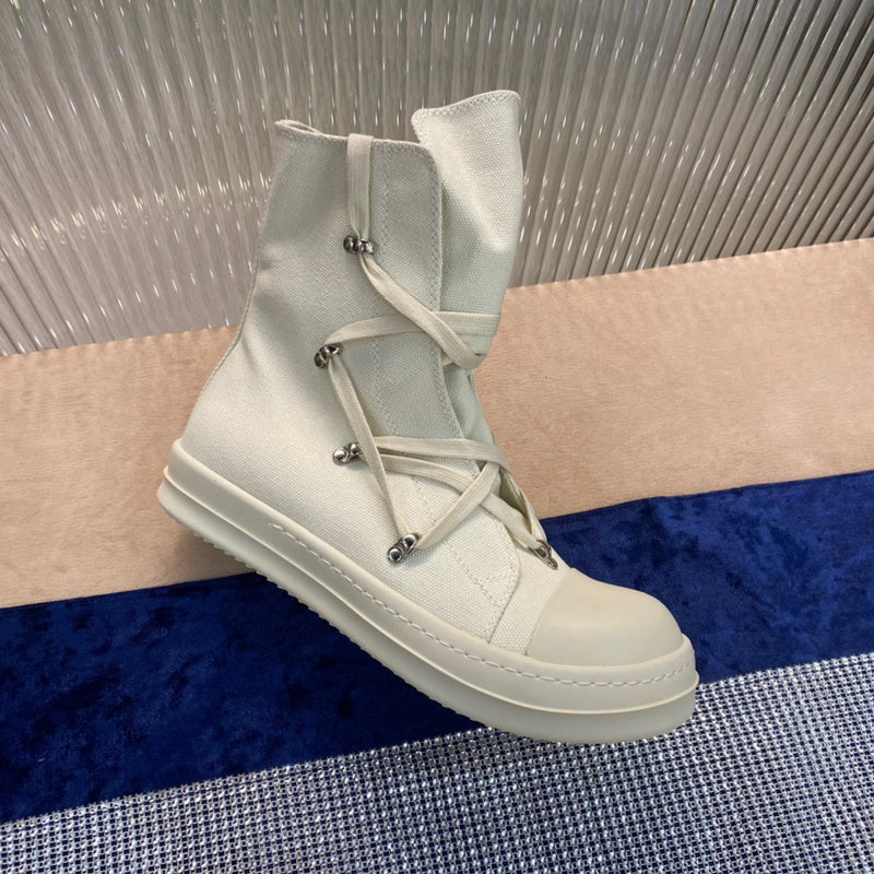 Bottes montantes en toile Rick Owens - Crème