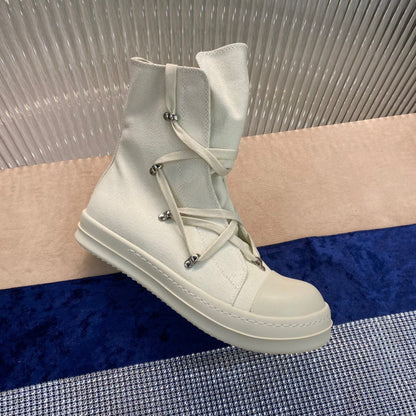 Bottes montantes en toile Rick Owens - Crème