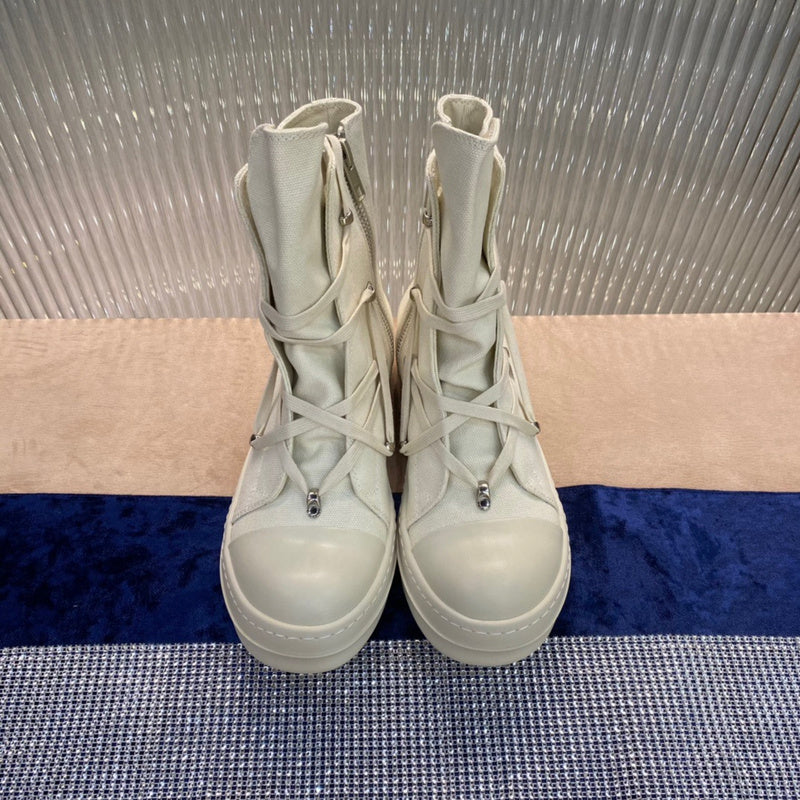 Bottes montantes en toile Rick Owens - Crème