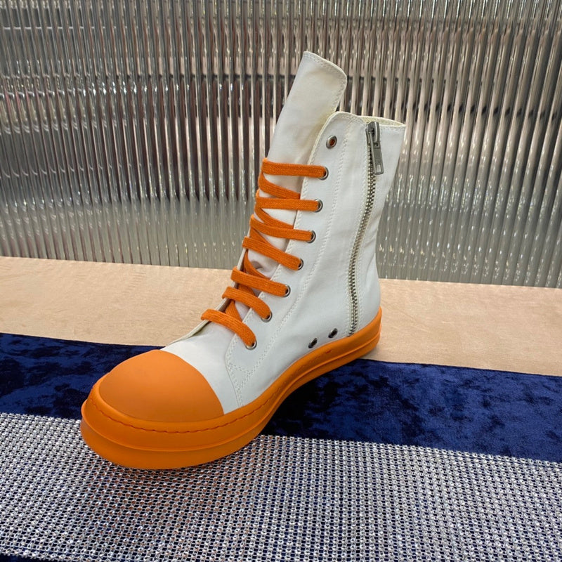 Bottes montantes en toile Rick Owens - Blanches et oranges