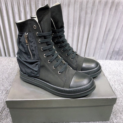 Baskets montantes en cuir Rick Owens avec fermeture éclair latérale