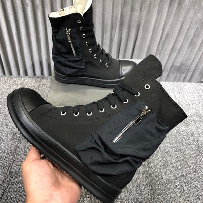 Baskets montantes en cuir Rick Owens avec fermeture éclair latérale