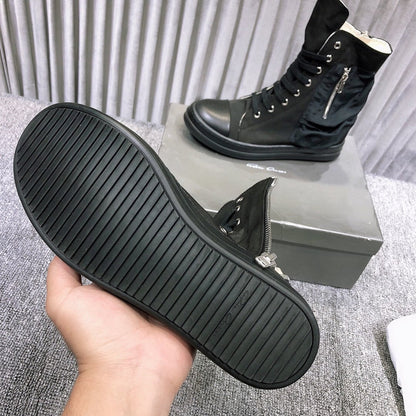 Baskets montantes en cuir Rick Owens avec fermeture éclair latérale
