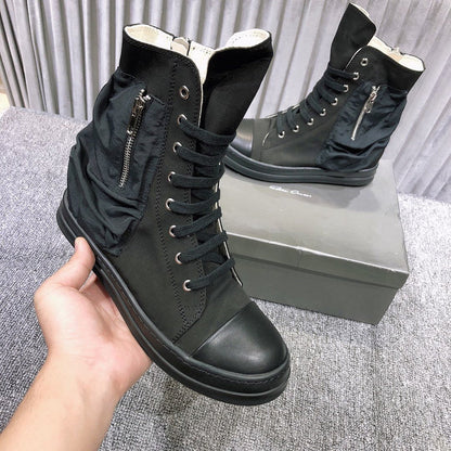 Baskets montantes en cuir Rick Owens avec fermeture éclair latérale