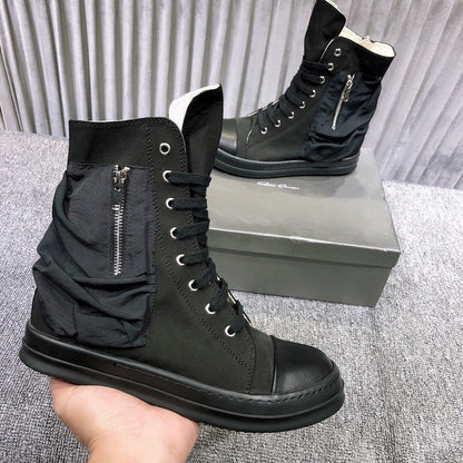 Baskets montantes en cuir Rick Owens avec fermeture éclair latérale