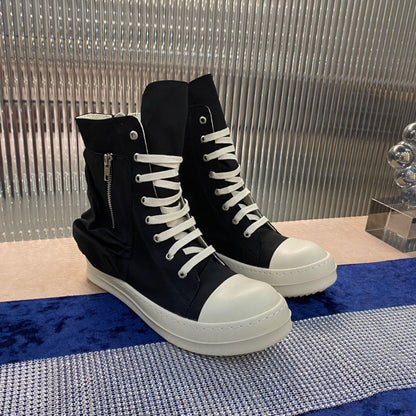 Bottes montantes en nylon Rick Owens - Noir et blanc