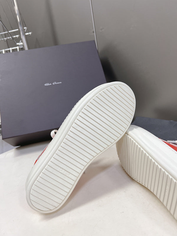 Baskets basses Rick Owens - Cuir rouge