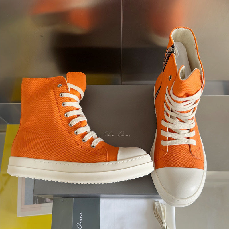 Baskets montantes orange Rick Owens