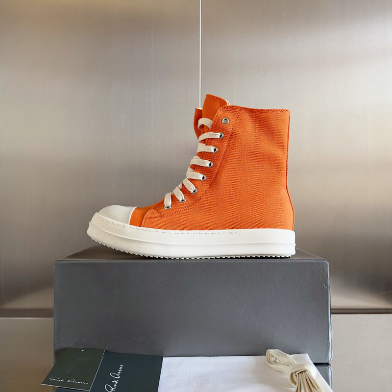 Baskets montantes orange Rick Owens